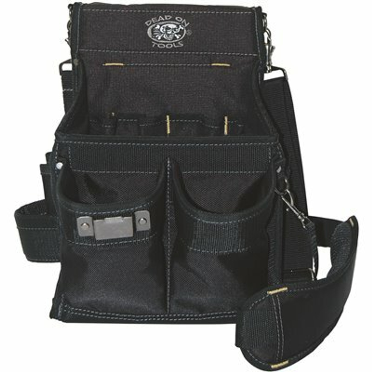 Dead On Tools 11 In. 14-Pocket Electricians Professional Tool Pouch In Black With Steel Loop And Clip To Hold Tools Securely