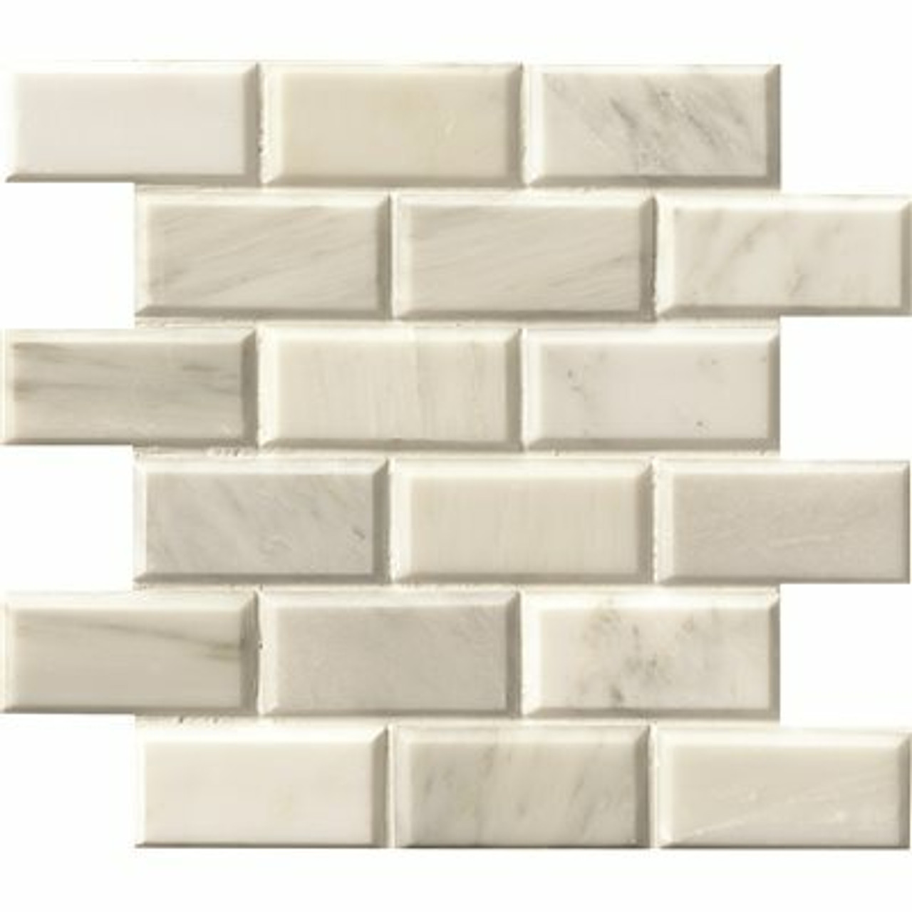 Msi Greecian White Beveled 12 In. X 12 In. X 10Mm Polished Marble Mesh-Mounted Mosaic Tile