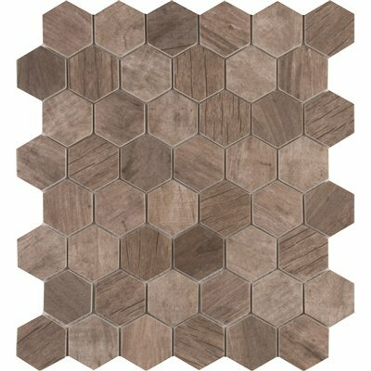 Msi Driftwood Hexagon 11.02 In. X 12.76 In. X 6 Mm Glass Mesh-Mounted Mosaic Tile (14.65 Sq. Ft./Case)