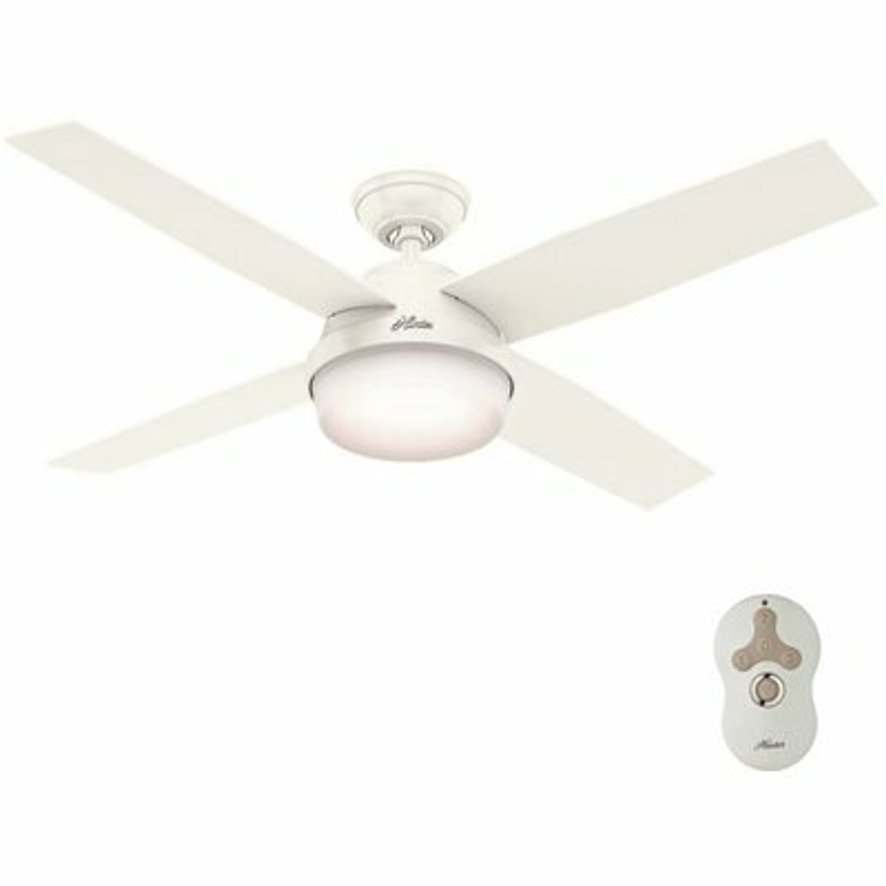 Hunter Dempsey 52 In. Led Indoor/Outdoor Fresh White Ceiling Fan With Light Kit And Remote