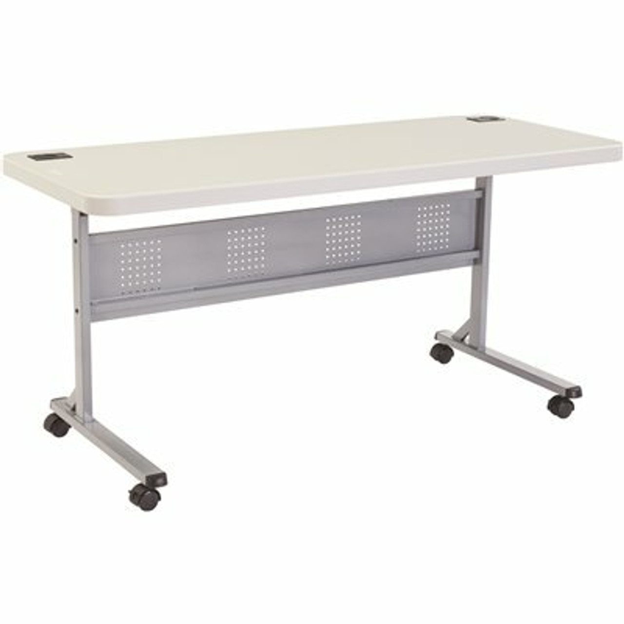 National Public Seating 60 In. Grey Plastic Smooth Surface Folding Flip-N-Store Training Table