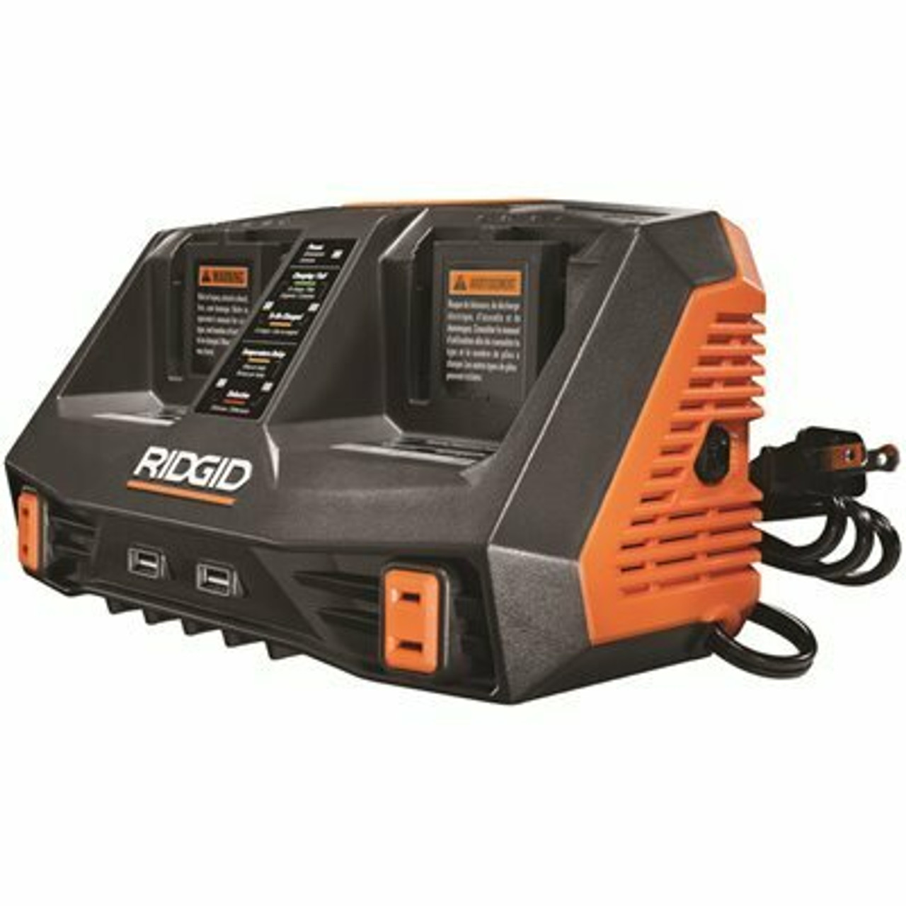 Ridgid 18V Dual Port Dual Chemistry Sequential Charger With Dual Usb Ports