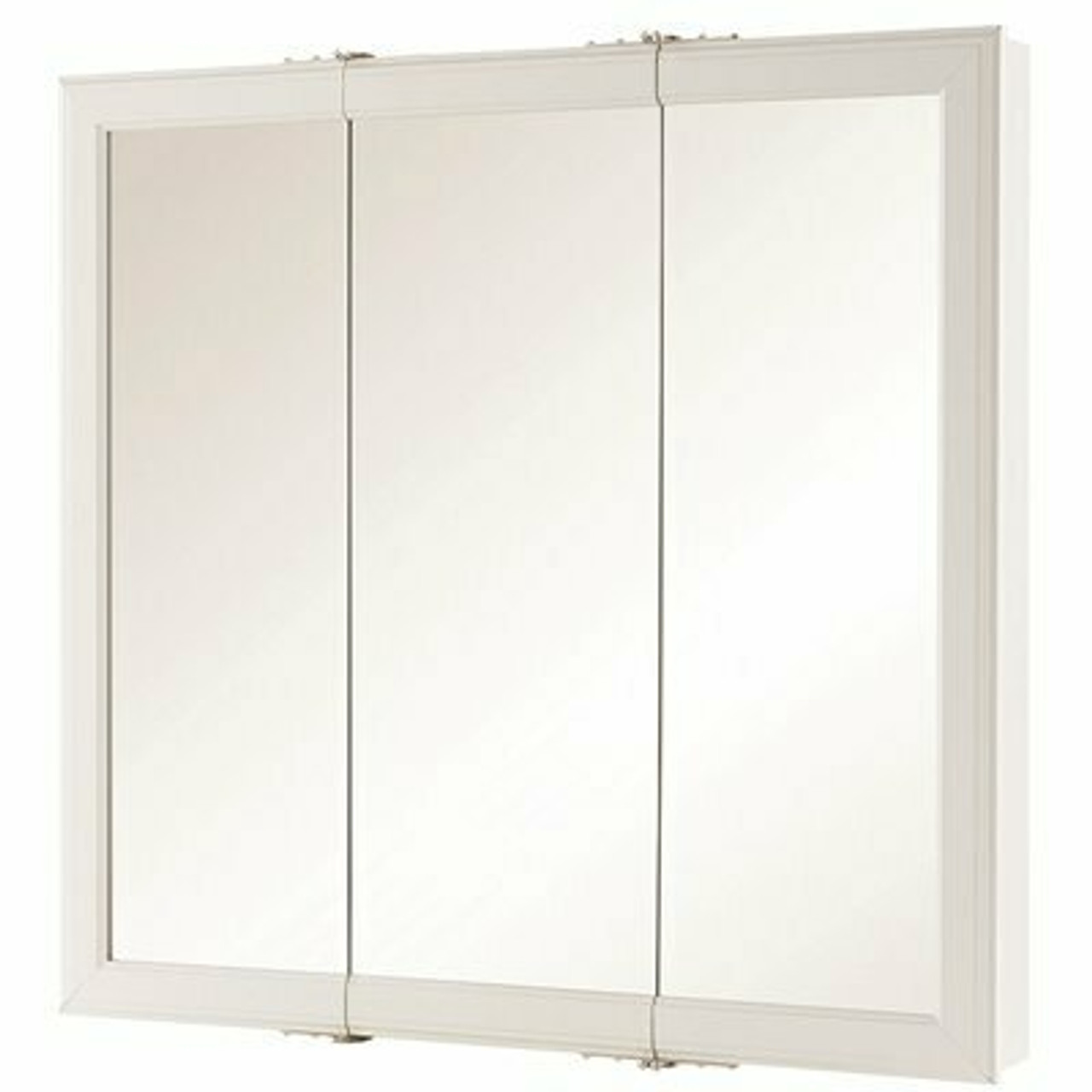 30 In. W X 29 In. H Fog Free Framed Surface-Mount Tri-View Bathroom Medicine Cabinet In White With Mirror