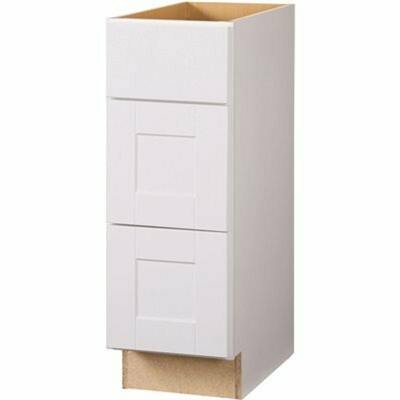 Hampton Bay Shaker 12 in W x 21 in D x 34.5 in H Assembled Bath 3-Drawer Base Cabinet in Satin White