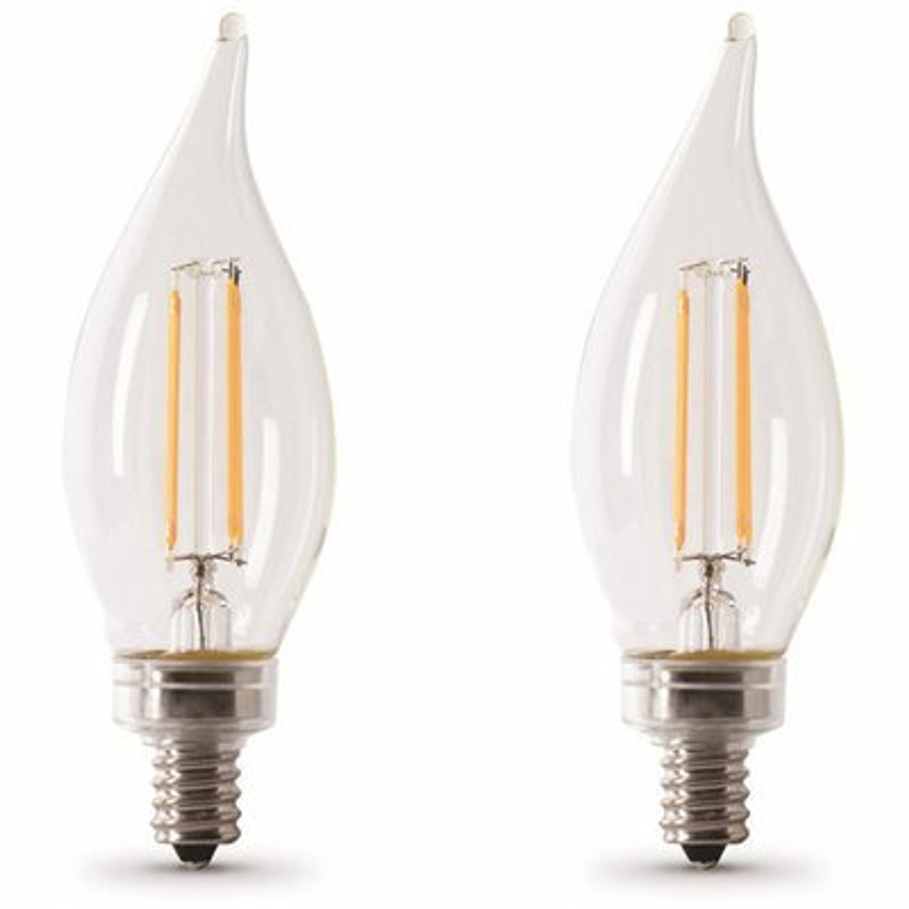 60-Watt Equivalent Ca10 Candelabra Dimmable Filament Cec Clear Glass Chandelier Led Light Bulb, Soft White (2-Pack)