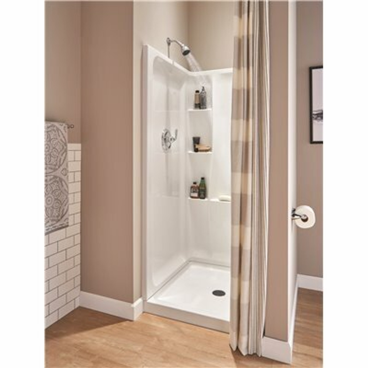 Delta Classic 400 36 In. W X 74 In. H Three Piece Direct-To-Stud Alcove Shower Wall Surround In High Gloss White