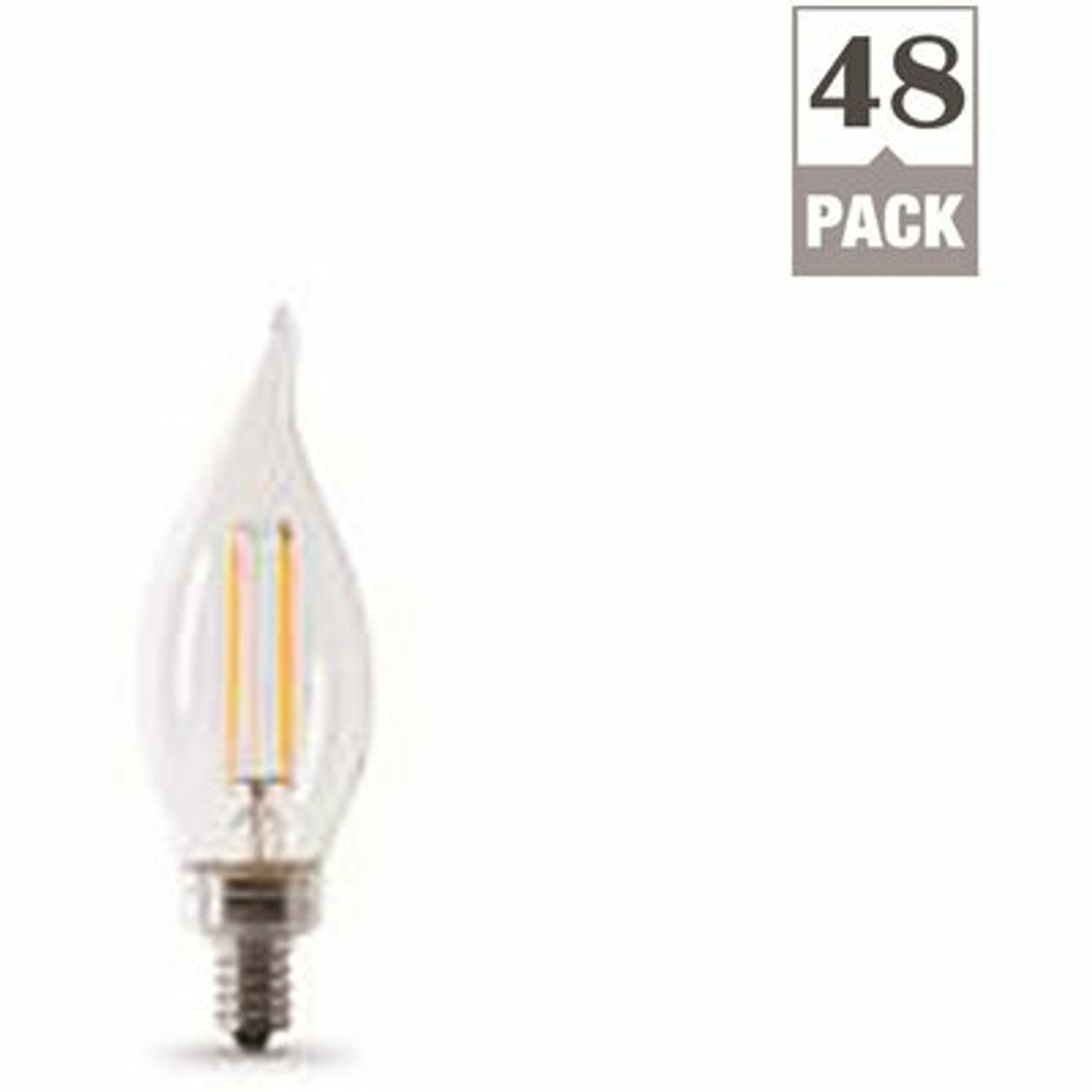 40-Watt Equivalent Ca10 Candelabra Dimmable Filament Cec Clear Glass Chandelier Led Light Bulb, Soft White (48-Pack)