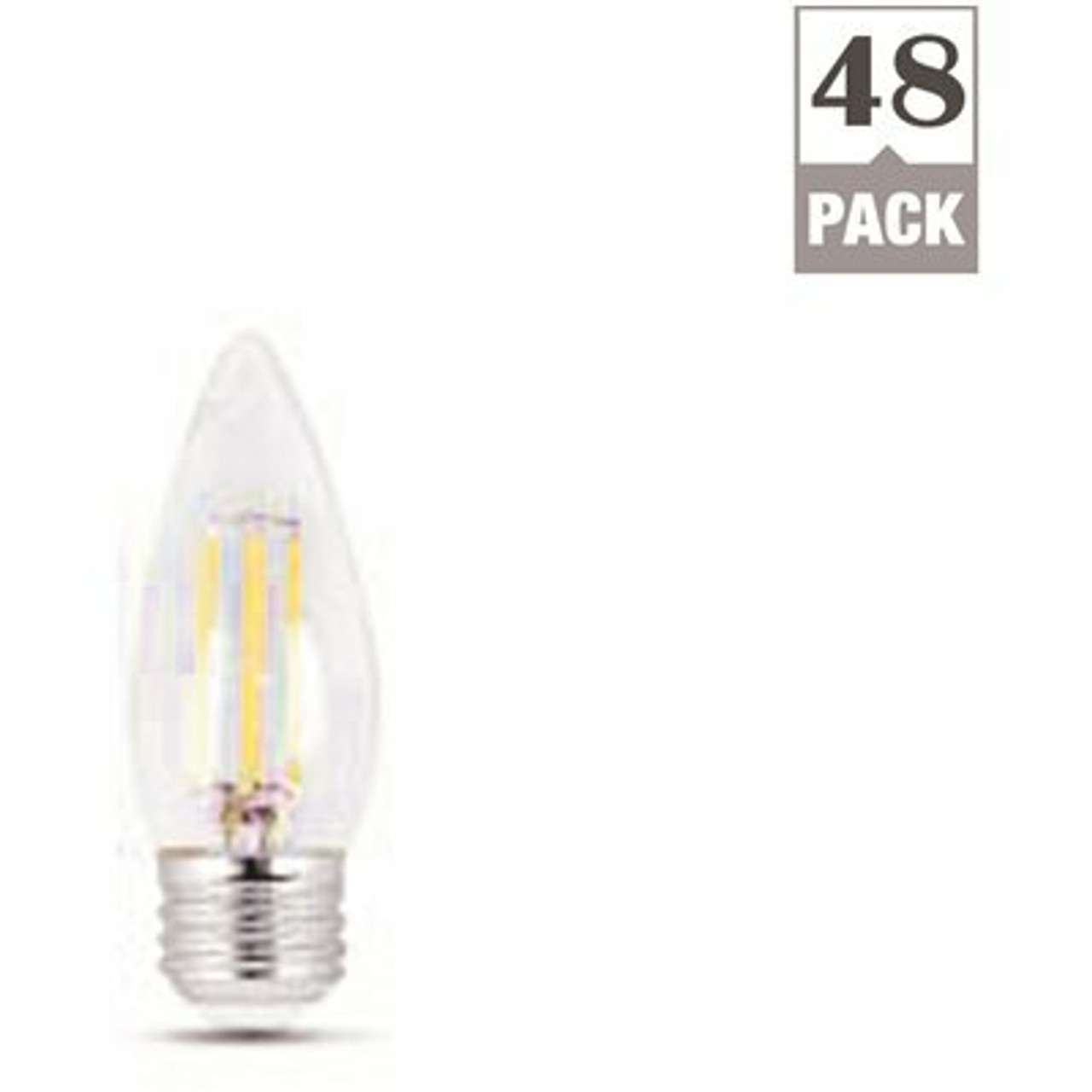 60-Watt Equivalent B10 E26 Base Dimmable Filament Cec Energy Star 90 Cri Chandelier Led Light Bulb, Soft White (48-Pack)