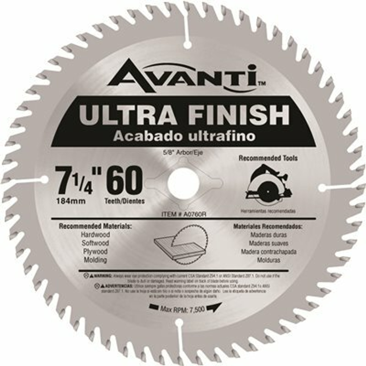 Avanti 7-1/4 In. X 60-Tooth Fine Finish Circular Saw Blade