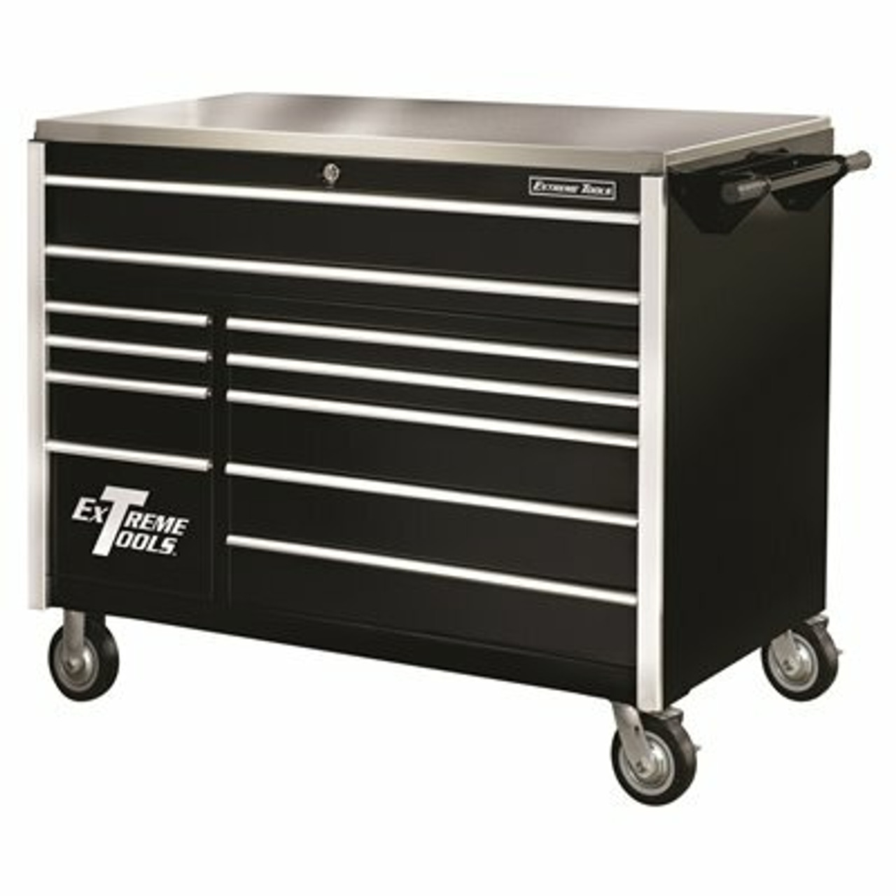 Extreme Tools 55 In. 11-Drawer Professional Roller Cabinet With Stainless Steel Work Surface In Black