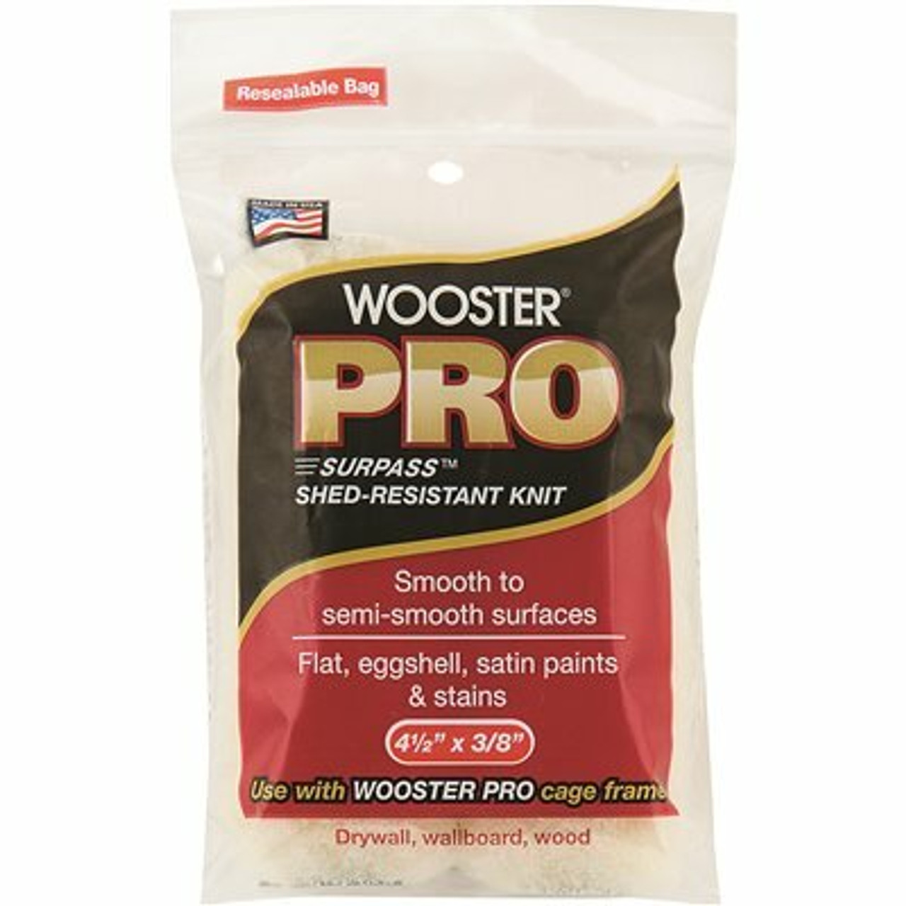 Wooster 4-1/2 In. X 3/8 In. Pro Surpass Shed-Resistant Knit High-Density Fabric Cage Frame Mini Roller (2-Pack)