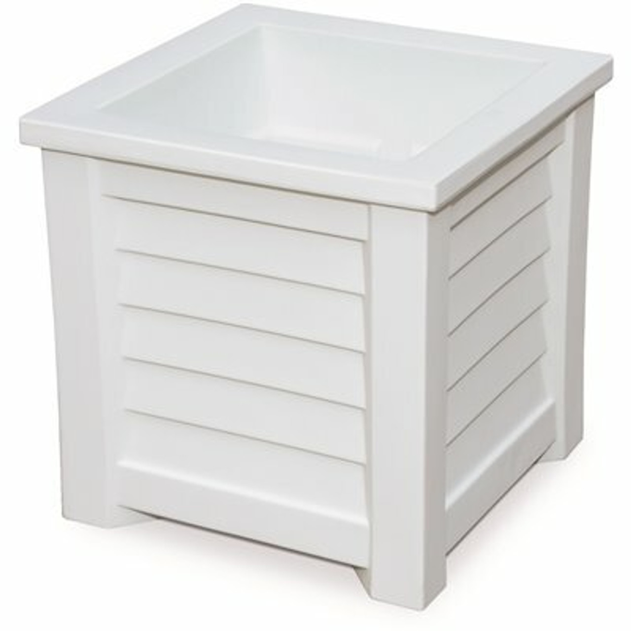 Mayne Lakeland 16 in. Square Self-Watering White Polyethylene Planter