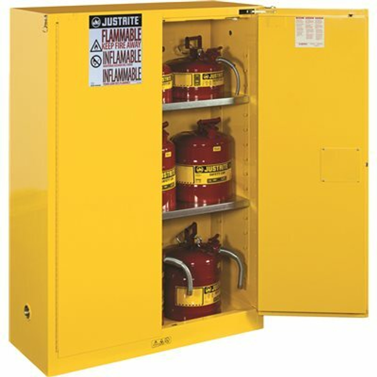 Justrite Safety Storage Cabinet, 60 Gallon, 65 In. X 34 In. X 34 In., Manual Close
