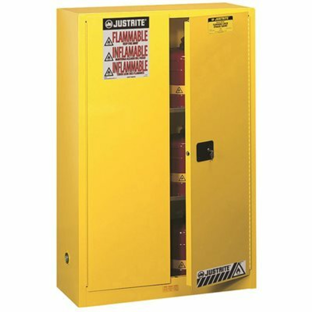 Justrite Safety Storage Cabinet, 45 Gallon, 65 In. X 43 In. X 18 In., Self-Close