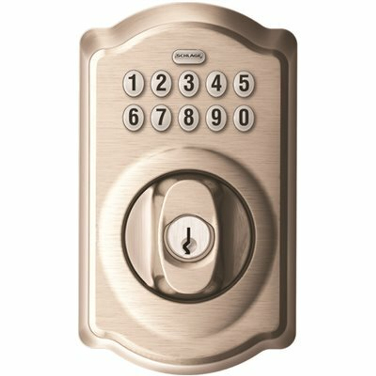 Schlage Camelot Series Satin Nickel Keypad Door Lever