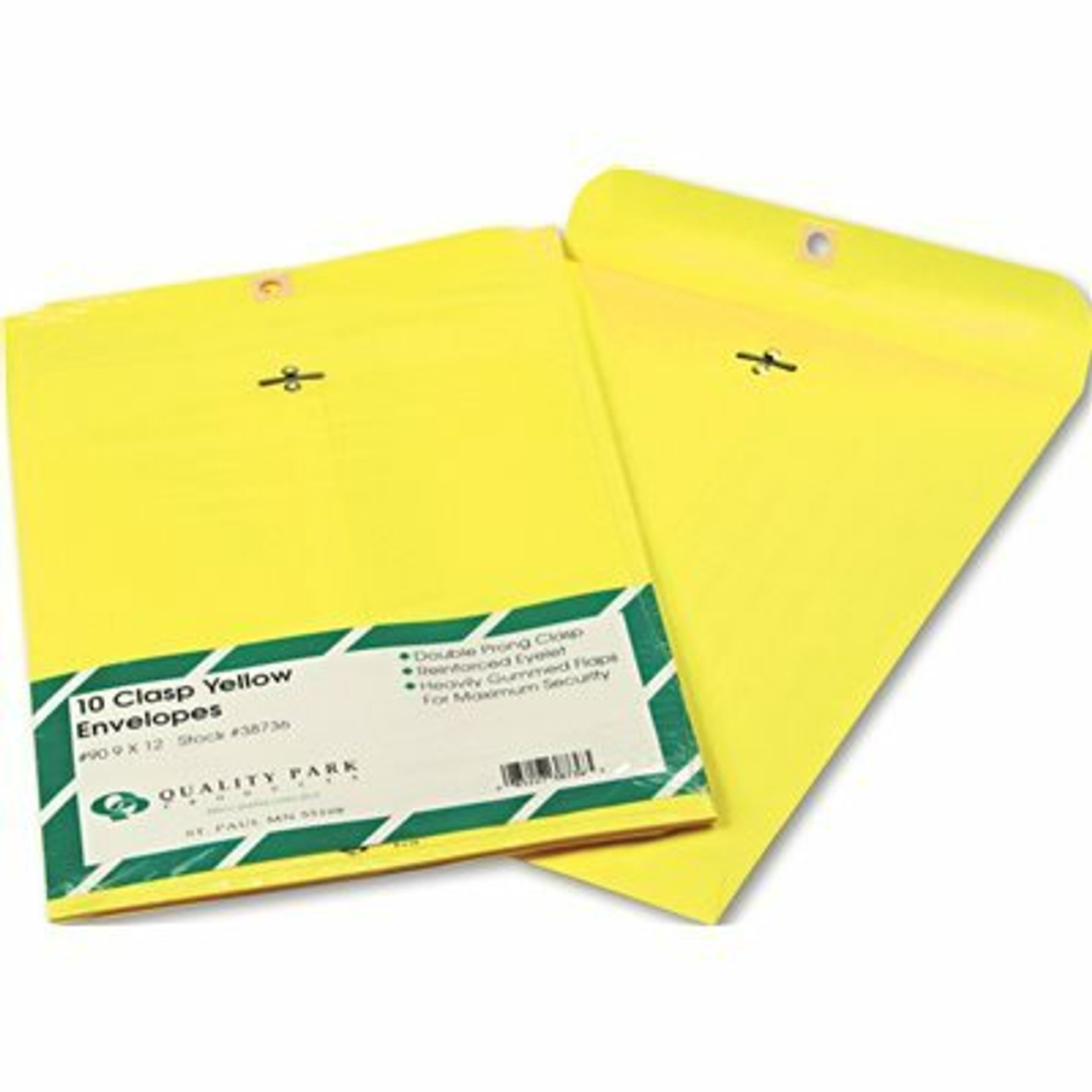 Quality Park Products Fashion Color Clasp Envelope, 9 X 12, 28Lb, Yellow, 10/Pack