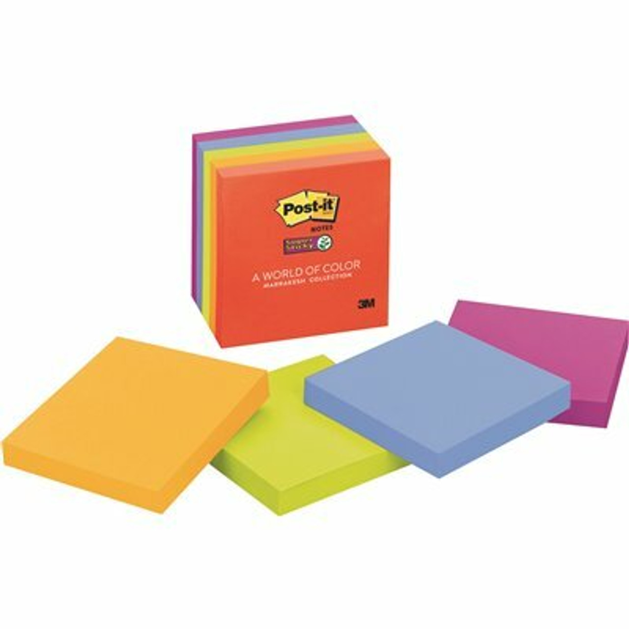 Post-It 3 In. X 3 In., Super Sticky Notes, Asstd Neon/Electric (90-Sheet Pads/Pack, 5-Pack)