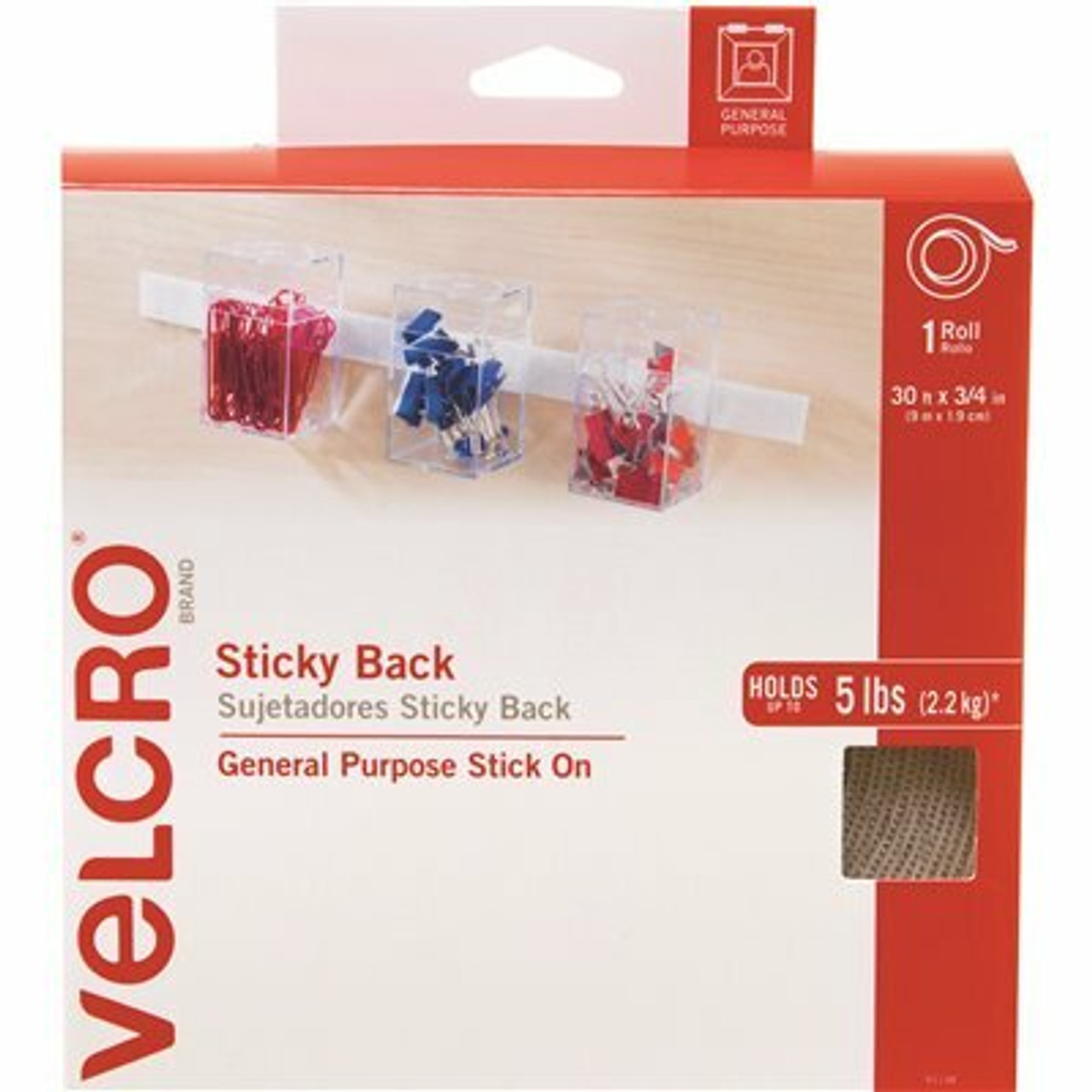 Velcro Brand 3/4 In. X 30 Ft. Roll White Sticky-Back Hook And Loop Fasteners In Dispenser