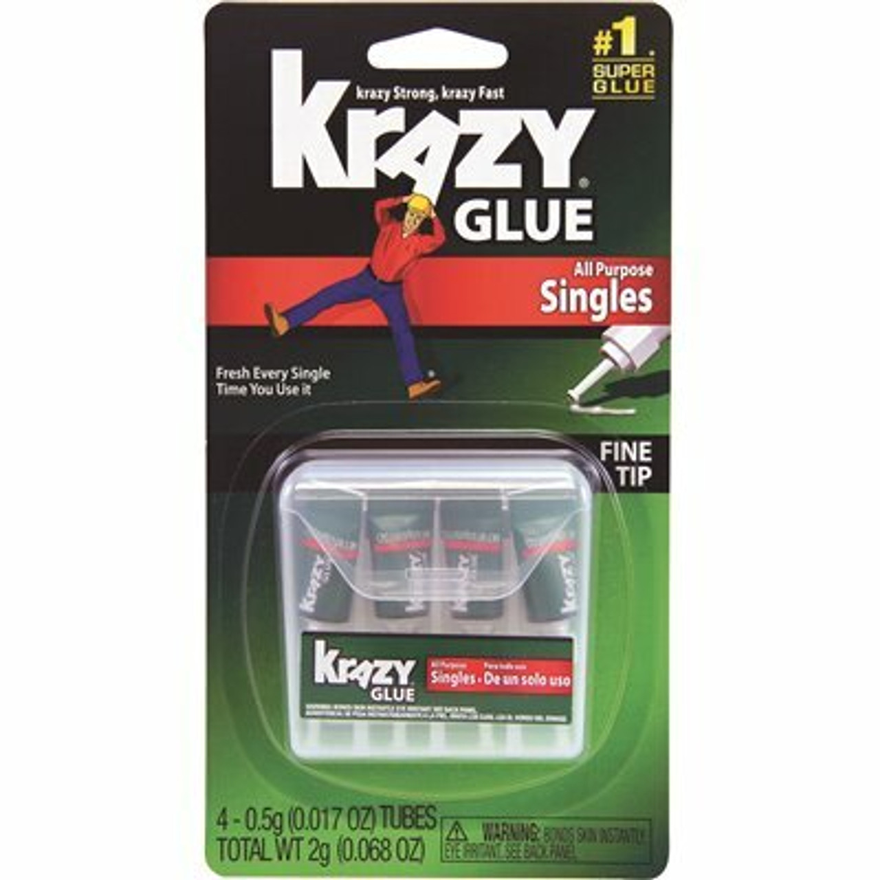 Elmer's Krazy Glue Single-Use Tubes With Storage Case (4 Per Pack)