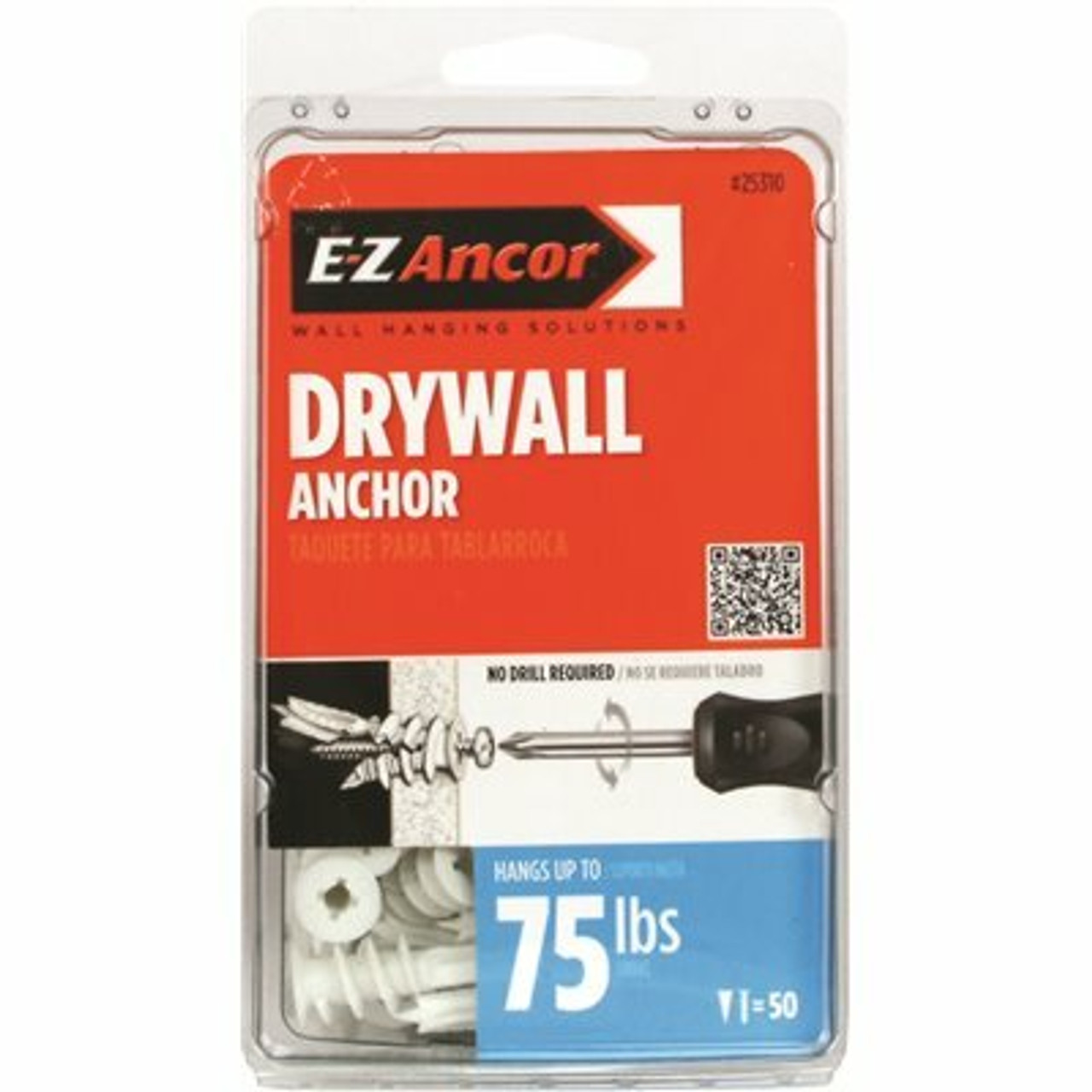 E-Z Ancor Twist-N-Lock 75 Lbs. Medium Duty Drywall Anchors (50-Pack)