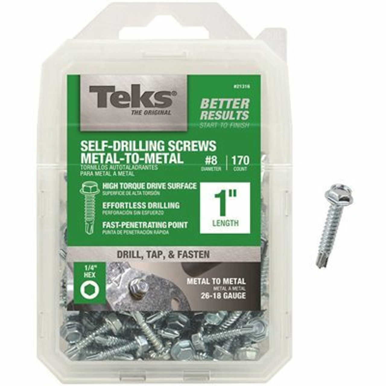 Teks #8 1 In. External Hex Flange Hex-Head Self-Drilling Screws (170-Pack)