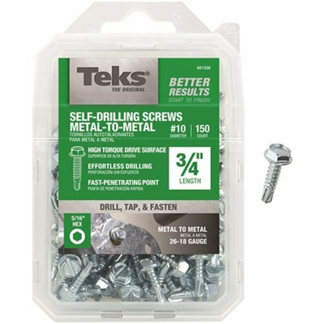 Teks #10 X 3/4 In. External Hex Flange Hex-Head Self-Drilling Screws (150-Pack)