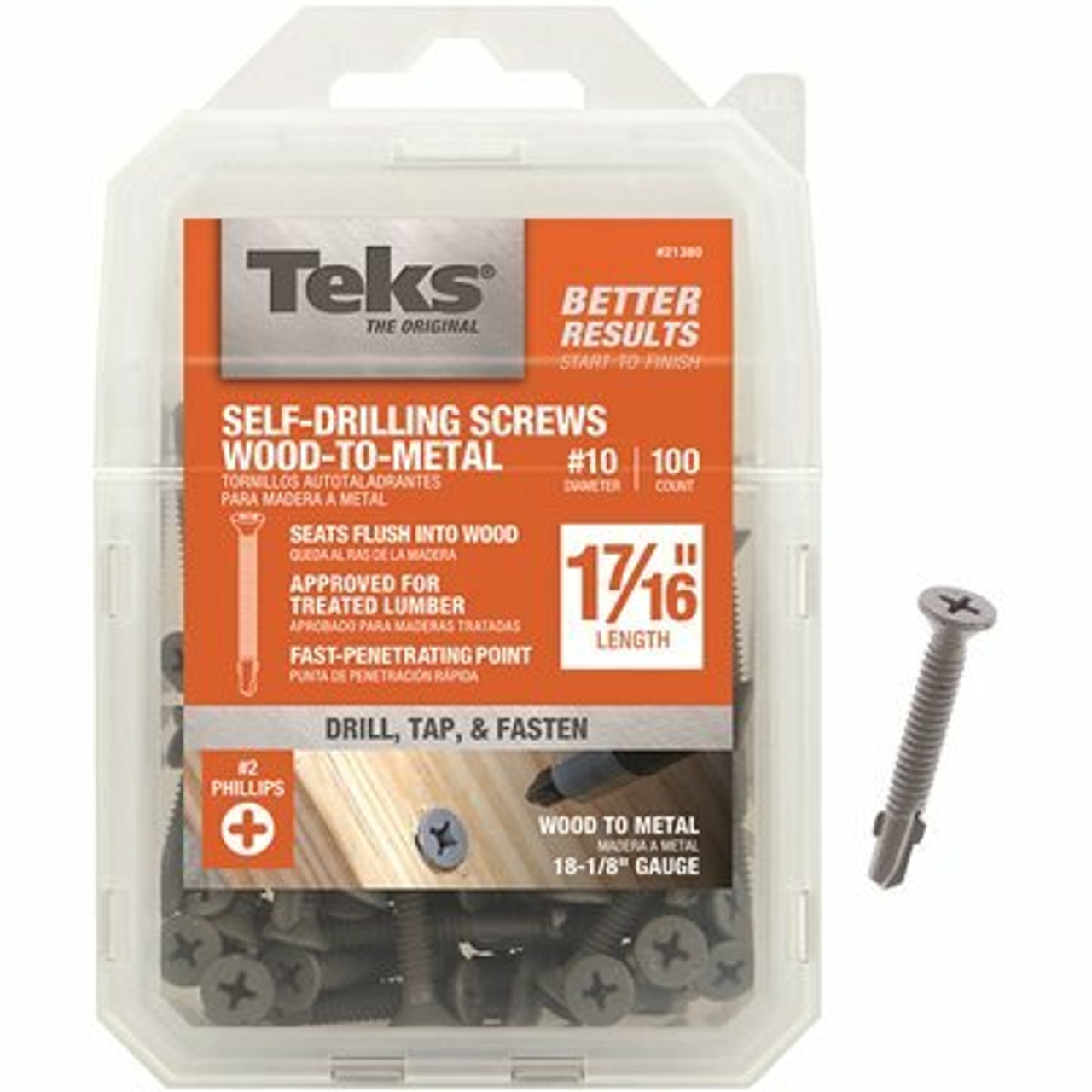 Teks #10 X 1-7/16 In. Philips Flat Head Self Tapping With Wings Screws (100-Pack)