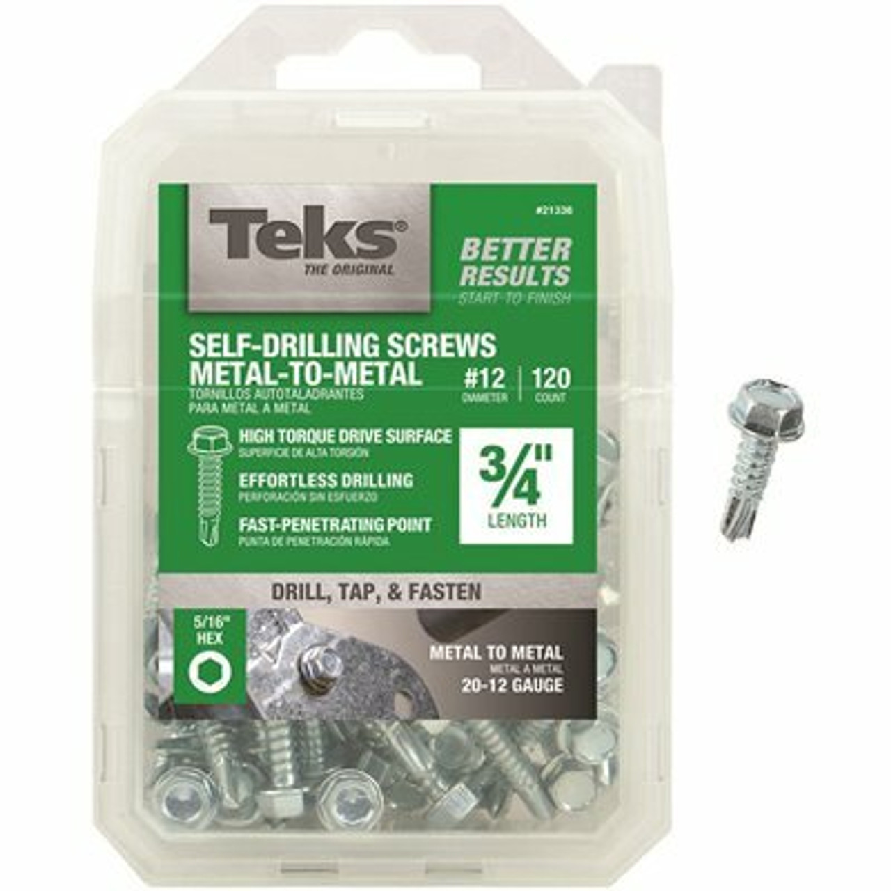 Teks #12 X 3/4 In. External Hex Flange Hex-Head Self-Drilling Screws (120-Pack)