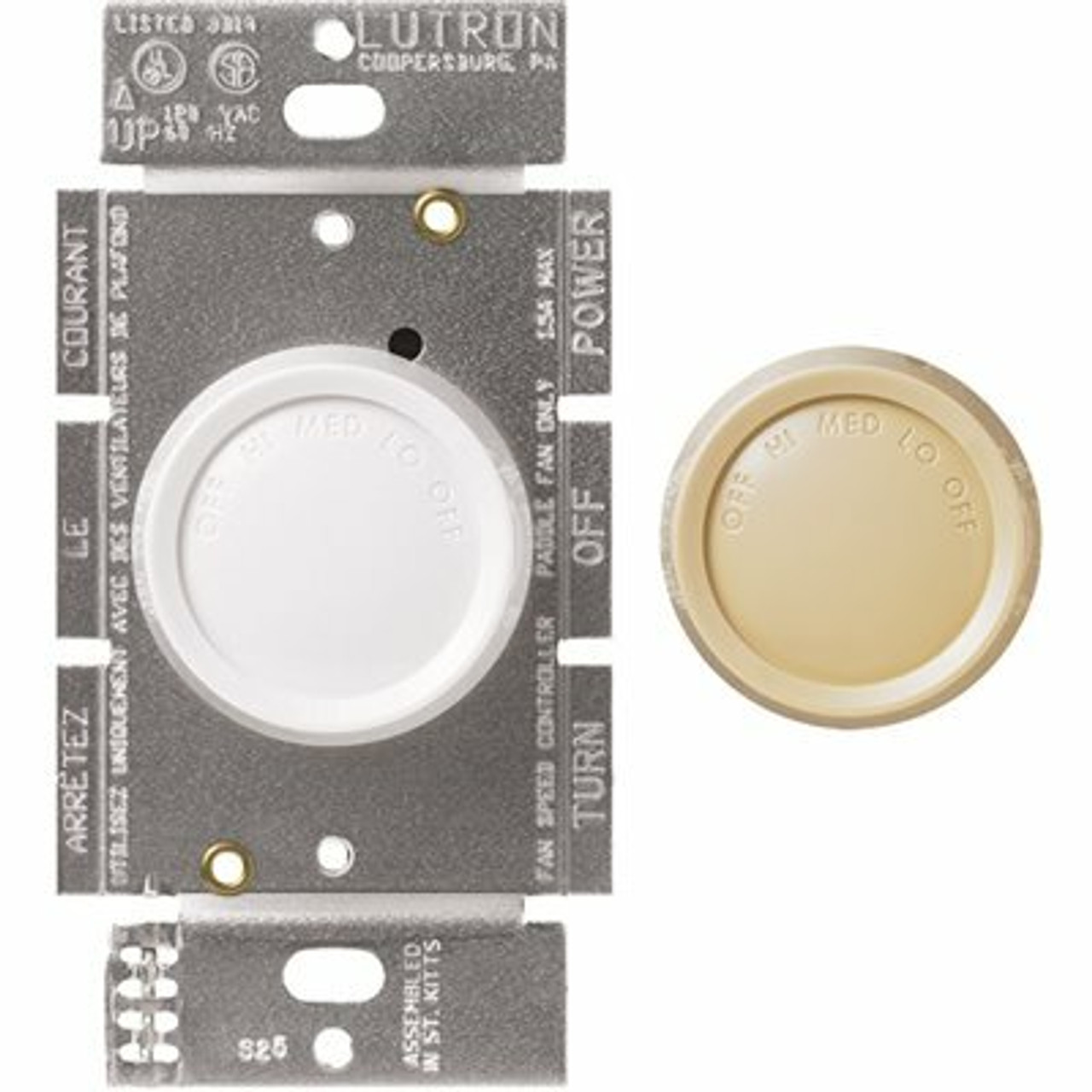 Lutron Rotary 1.5 Amp 3-Speed Single-Pole Fan Control, White