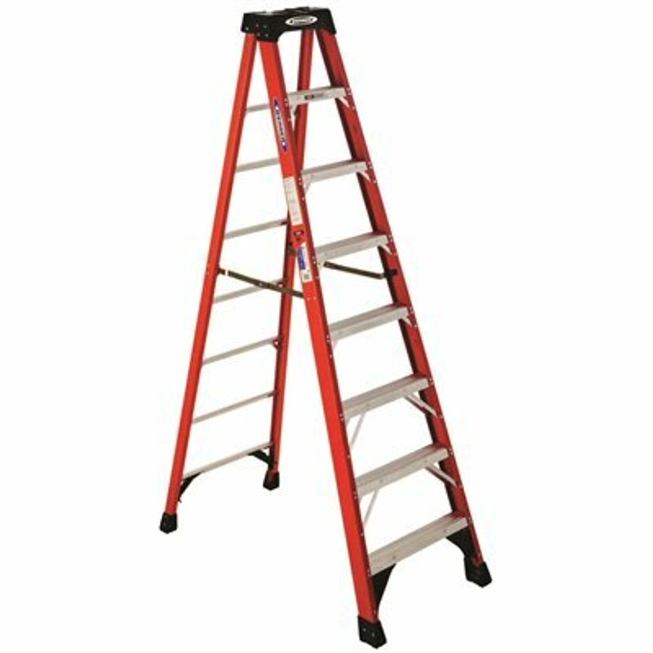 Werner 8 Ft. Fiberglass Step Ladder (12 Ft. Reach Height) With 300 Lbs. Load Capacity Type Ia Duty Rating