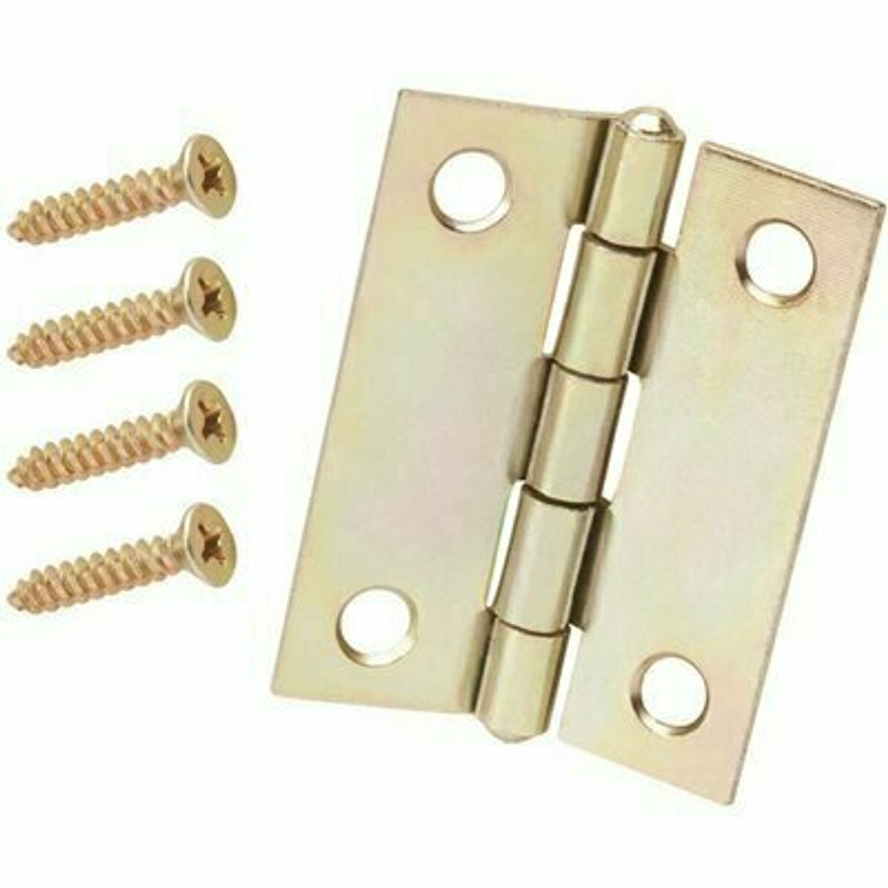 Everbilt 2 In. Satin Brass Narrow Utility Hinge Non-Removable Pin (2-Pack)