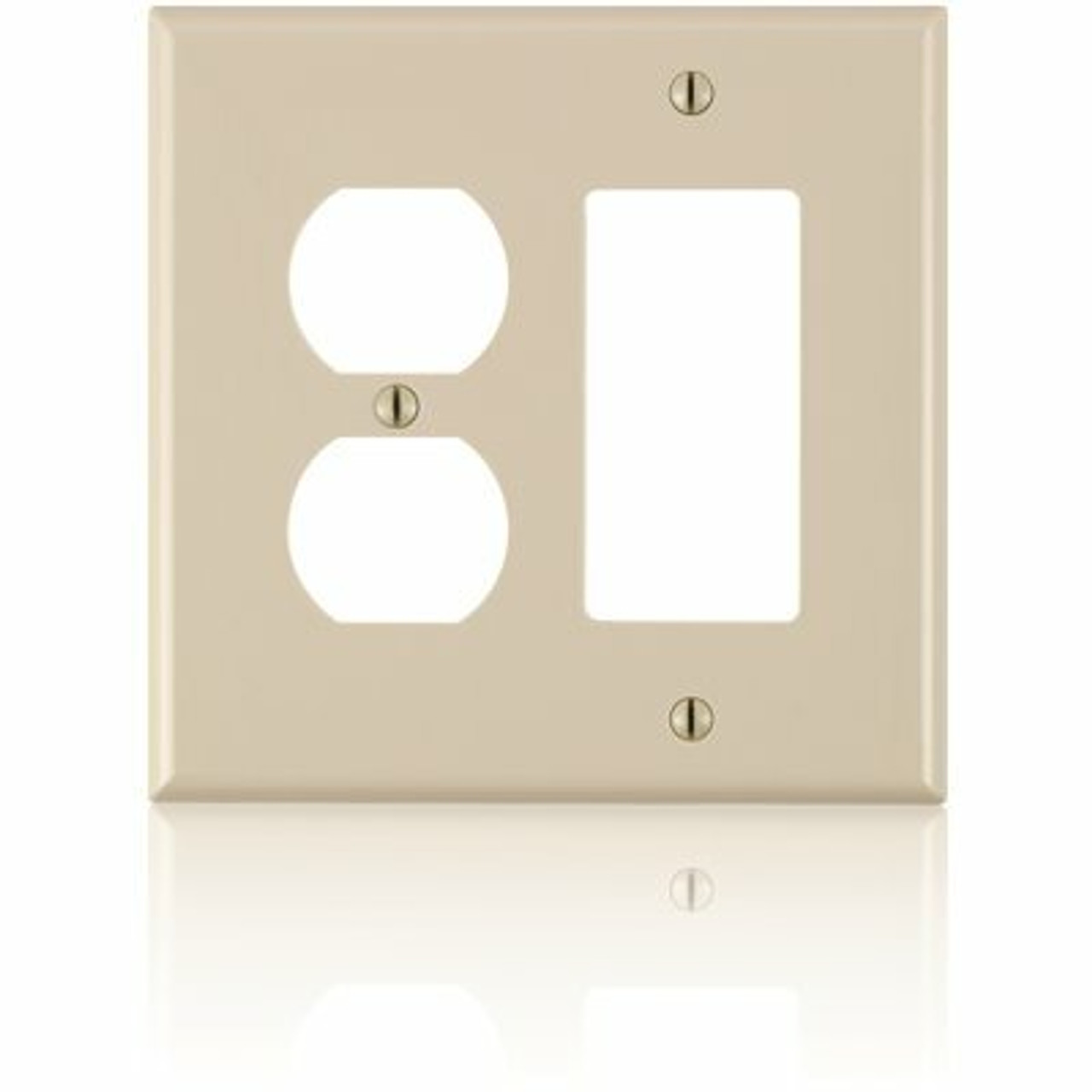 Leviton Decora 2-Gang Midway 1-Duplex Outlet Combination Nylon Wall Plate, Ivory
