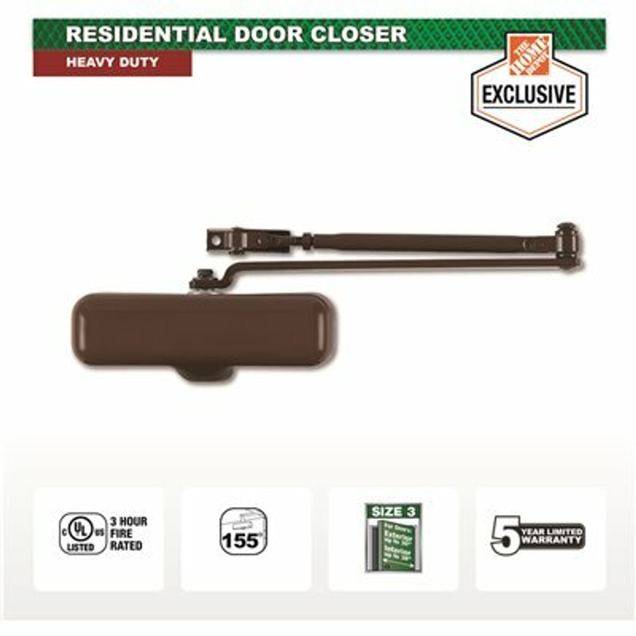 Universal Hardware Heavy-Duty Brown Residential Door Closer