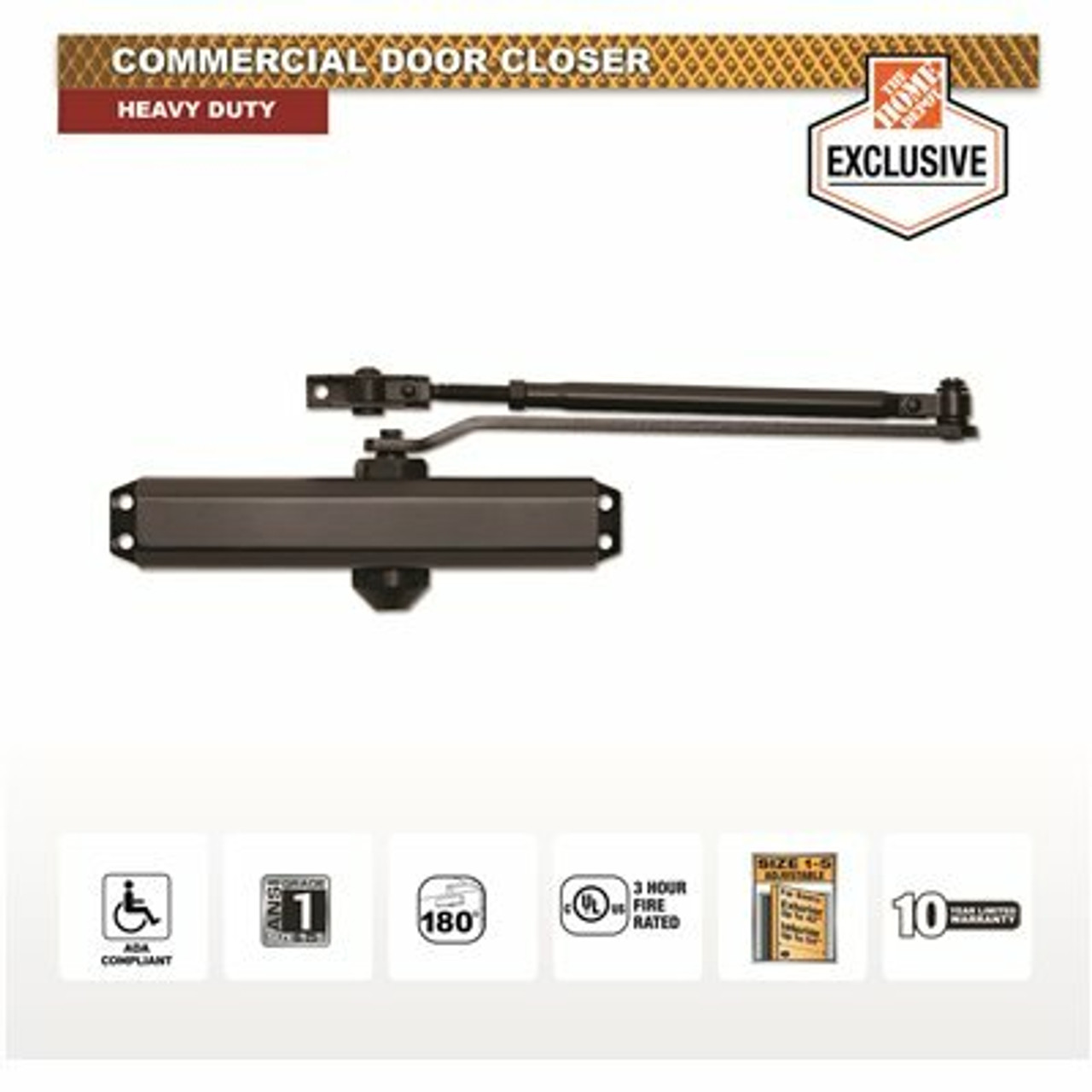 Universal Hardware Heavy-Duty Bronze Commercial Door Closer