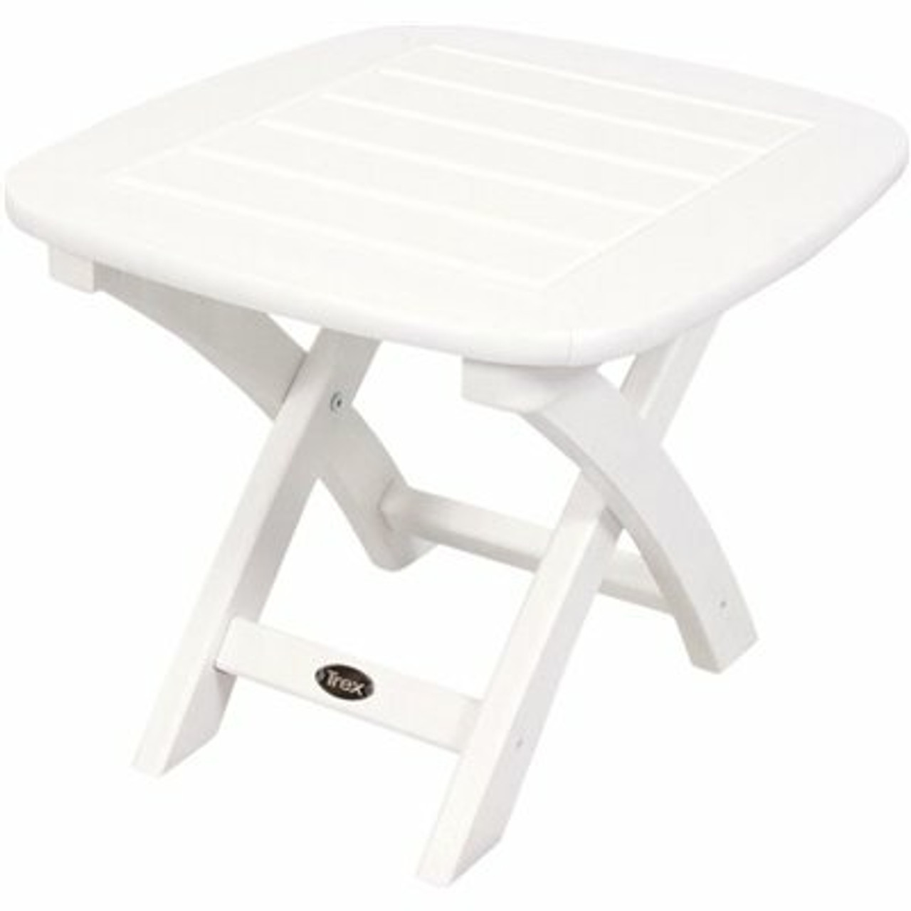 Trex Outdoor Furniture Yacht Club 21 In. X 18 In. Classic White Patio Side Table
