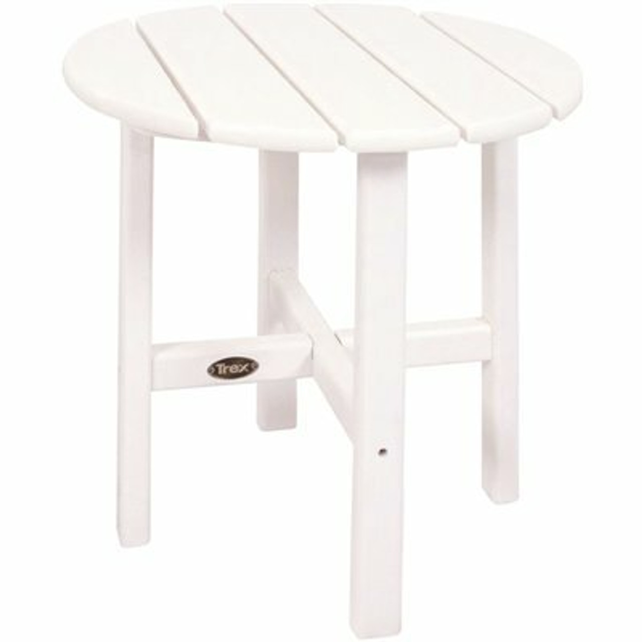 Trex Outdoor Furniture Cape Cod 18 In. Classic White Round Plastic Outdoor Patio Side Table