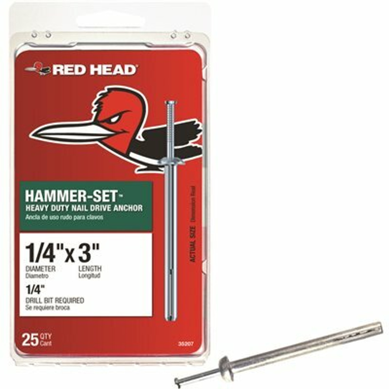 Red Head 1/4 In. X 3 In. Hammer-Set Nail Drive Concrete Anchors (25-Pack)