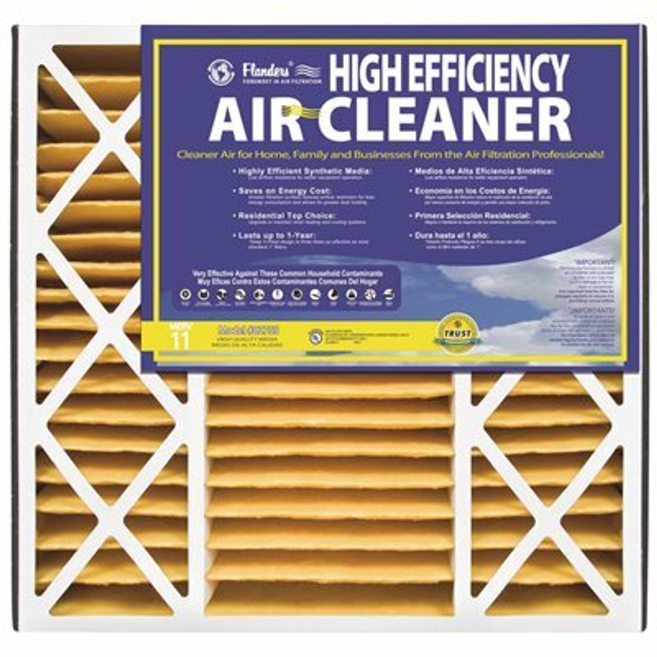AAF Flanders 20 In. X 25 In. X 3 Air Cleaner MERV 11 Pleated Air Filter (Case Of 3)