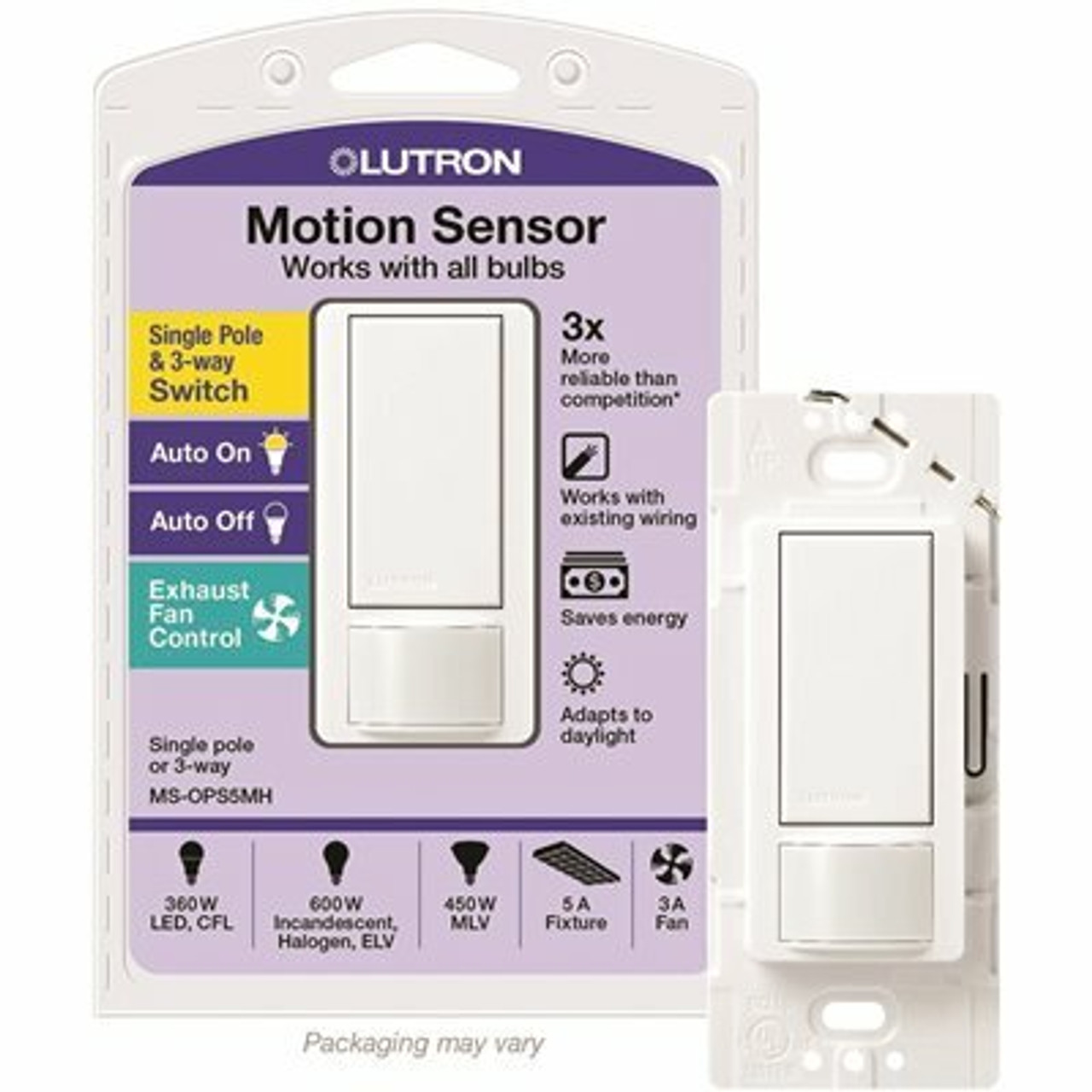 Lutron Maestro 5 Amp Single-Pole Or Multi-Location Motion Sensor Switch, White