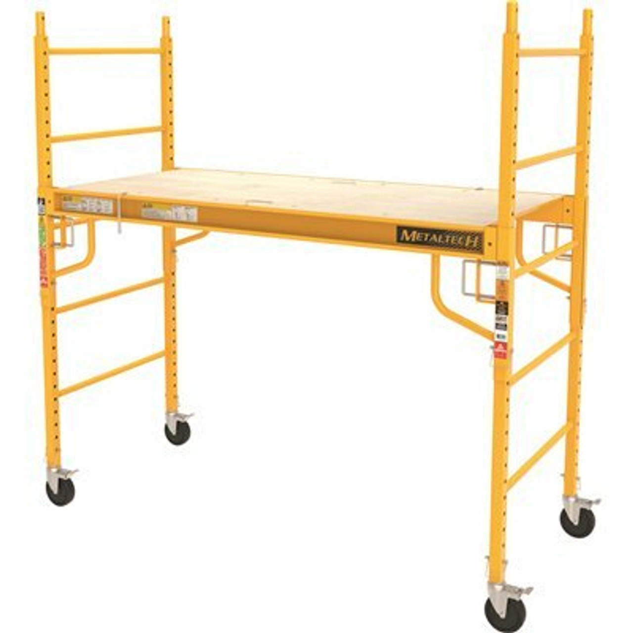 Metaltech Jobsite 6 Ft. W X 6.25 Ft. H X 2.5 Ft. D Metal Baker Style Rolling Scaffold Platform, 1000 Lbs. Load Capacity