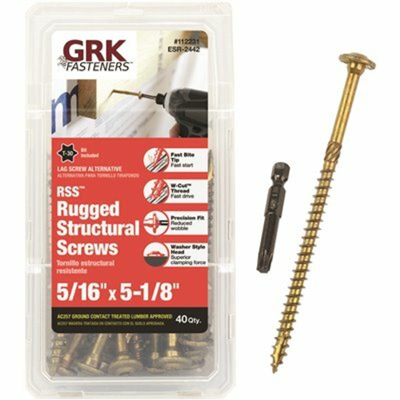 Grk Fasteners 5/16 In. X 5-1/8 In. Star Drive Low Head Washer Rugged Structural Wood Screw (40-Piece Per Pack)