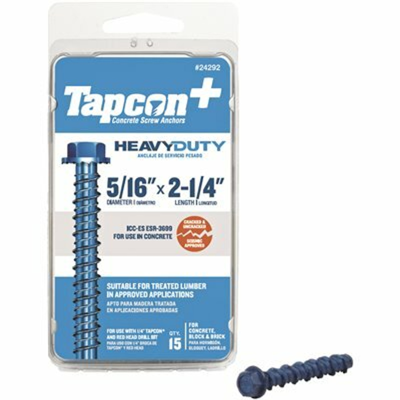 Tapcon 5/16 In. X 2-1/4 In. Hex-Washer-Head Large Diameter Concrete Anchors (15-Pack)