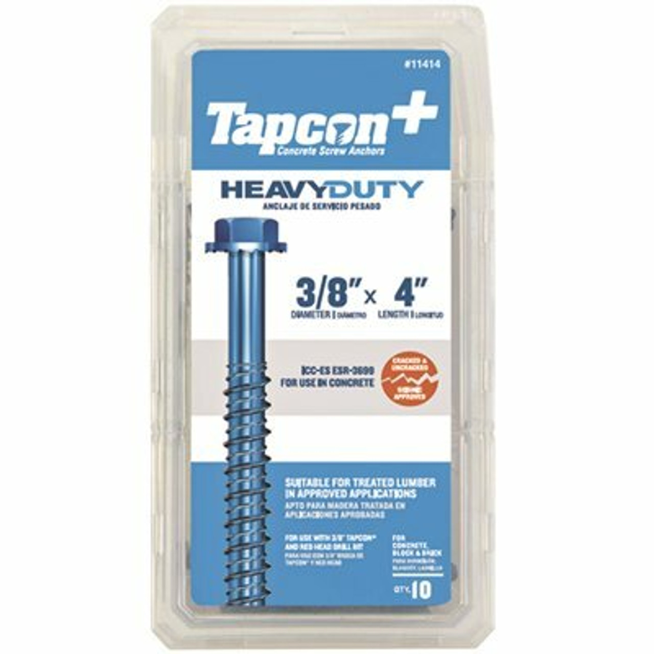 Tapcon 3/8 In. X 4 In. Hex-Washer-Head Large Diameter Concrete Anchors (10-Pack)