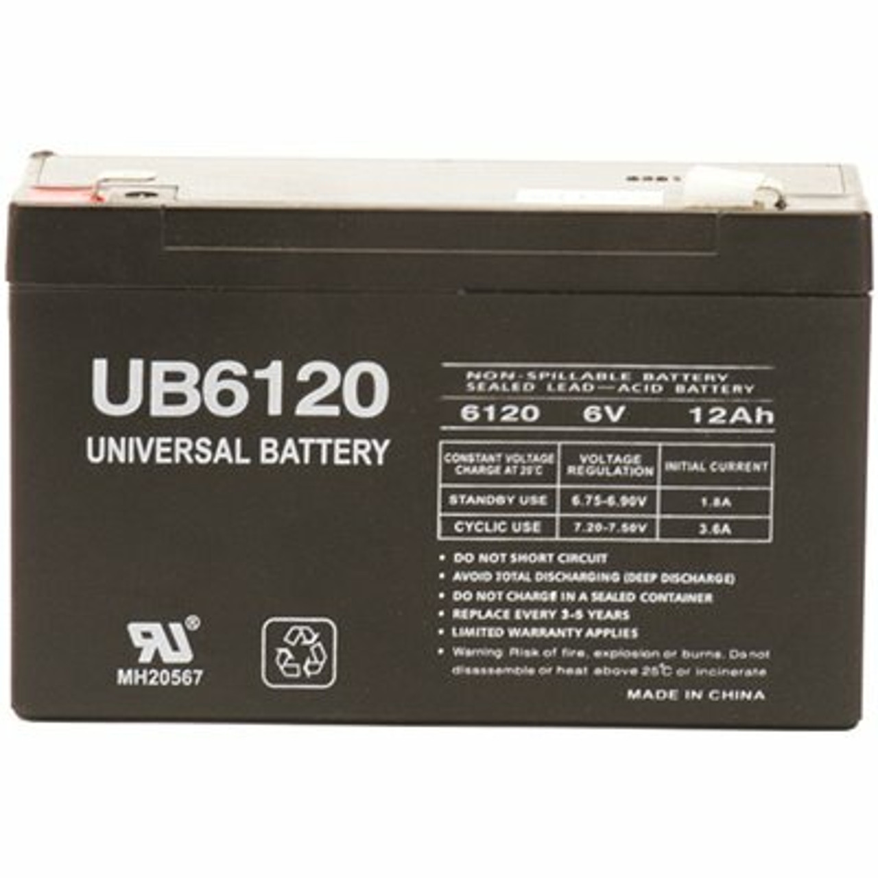 Upg 6-Volt 12 Ah F2 Terminal Sealed Lead Acid (Sla) Agm Rechargeable Battery