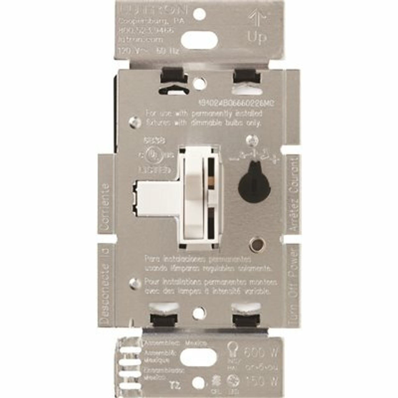 Lutron Single-Pole Or 3-Way Toggler Led+ Dimmer Switch For Dimmable Led, Halogen And Incandescent Bulbs, White