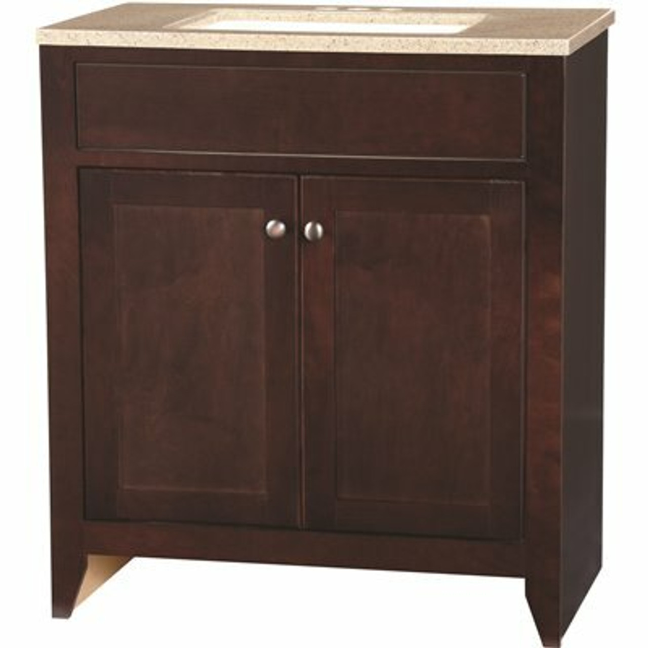 Glacier Bay Modular 30.5 In. W Bath Vanity In Java With Solid Surface Vanity Top In Cappuccino With White Sink