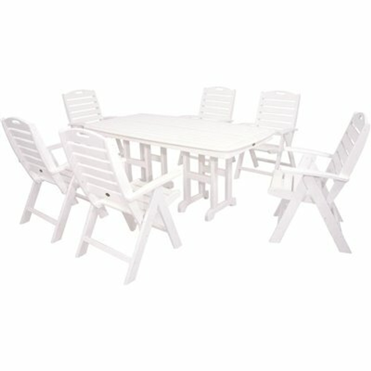 Trex Outdoor Furniture Yacht Club Classic White 7-Piece High Back Plastic Outdoor Patio Dining Set