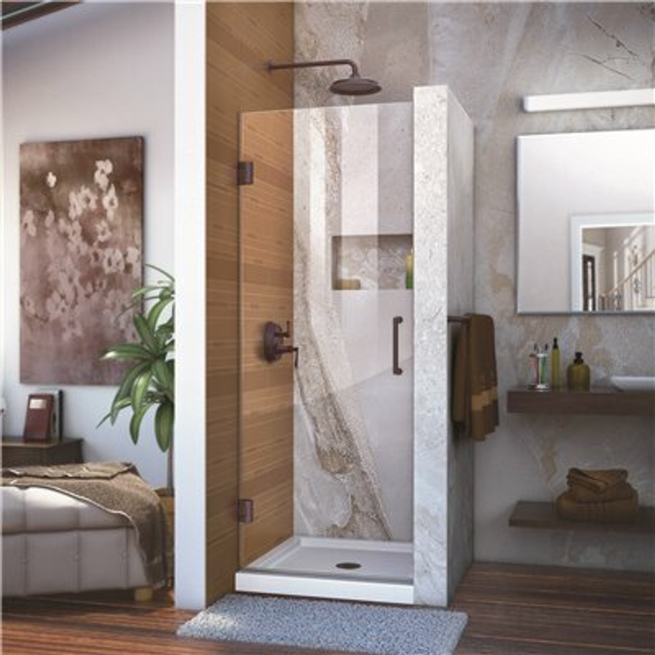 Dreamline Unidoor 30 In. X 72 In. Frameless Hinged Shower Door In Oil Rubbed Bronze