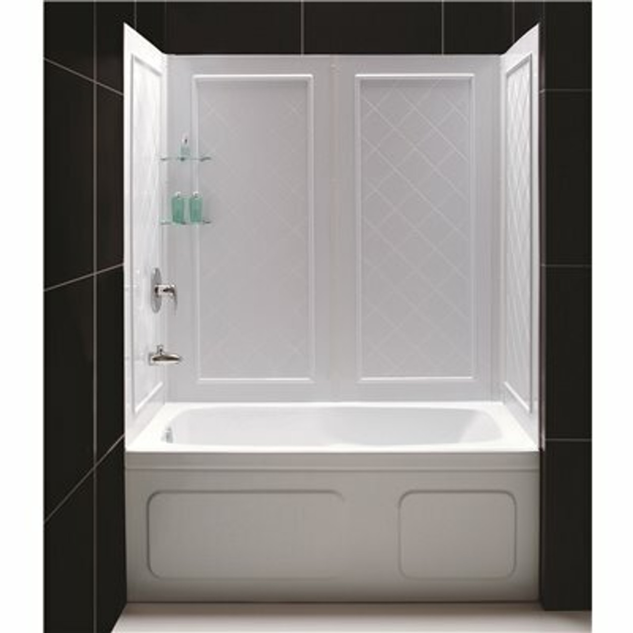 Dreamline Qwall-Tub 28-32 In. D X 56 To 60 In. W X 60 In. H 4-Piece Easy Up Adhesive Tub Surround In White