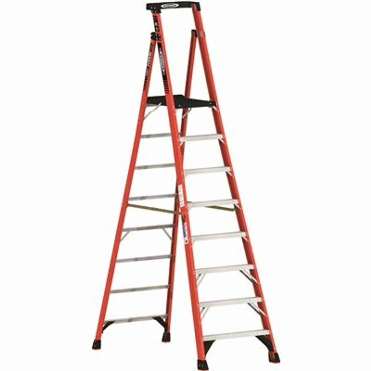 Werner 8 Ft. Fiberglass Podium Step Ladder ( 14 Ft. Reach Height) With 300 Lbs. Load Capacity Type Ia Duty Rating